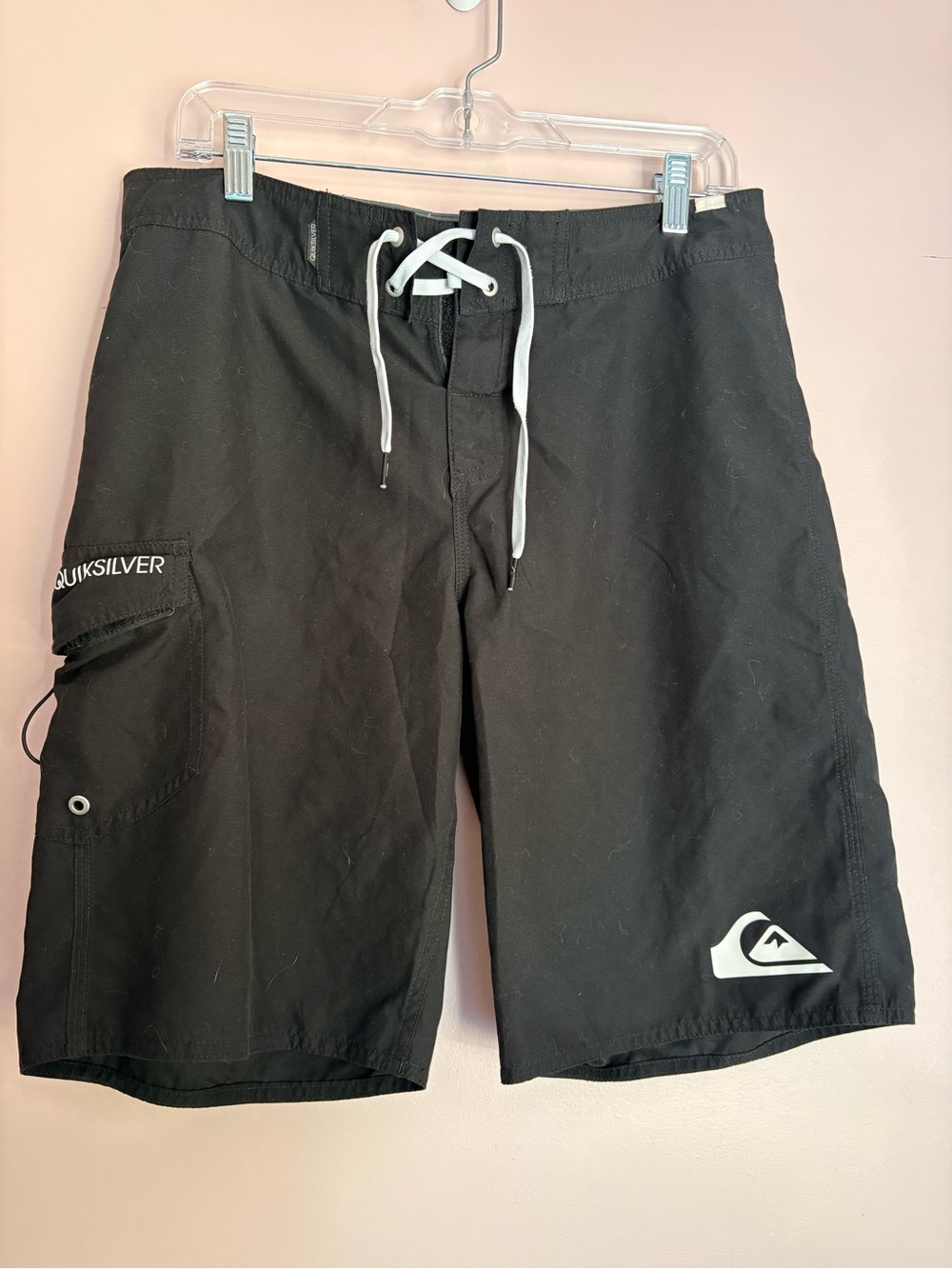 💙Quiksilver 32” Waist Black Men's Boardshorts with White Drawstring